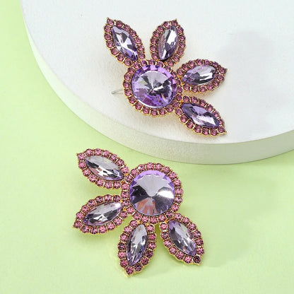 1 Pair Glam Flower Inlay Alloy Rhinestones Glass Ear Studs