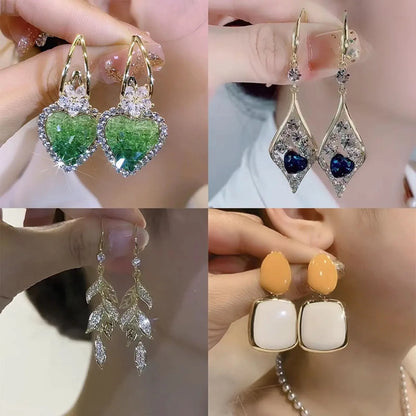 1 Pair Glam Geometric Inlay Alloy Artificial Crystal Drop Earrings