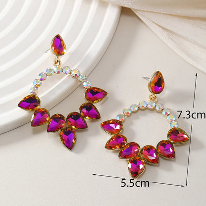 1 Pair Glam Geometric Inlay Alloy Glass Drop Earrings