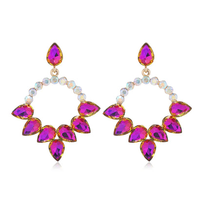 1 Pair Glam Geometric Inlay Alloy Glass Drop Earrings