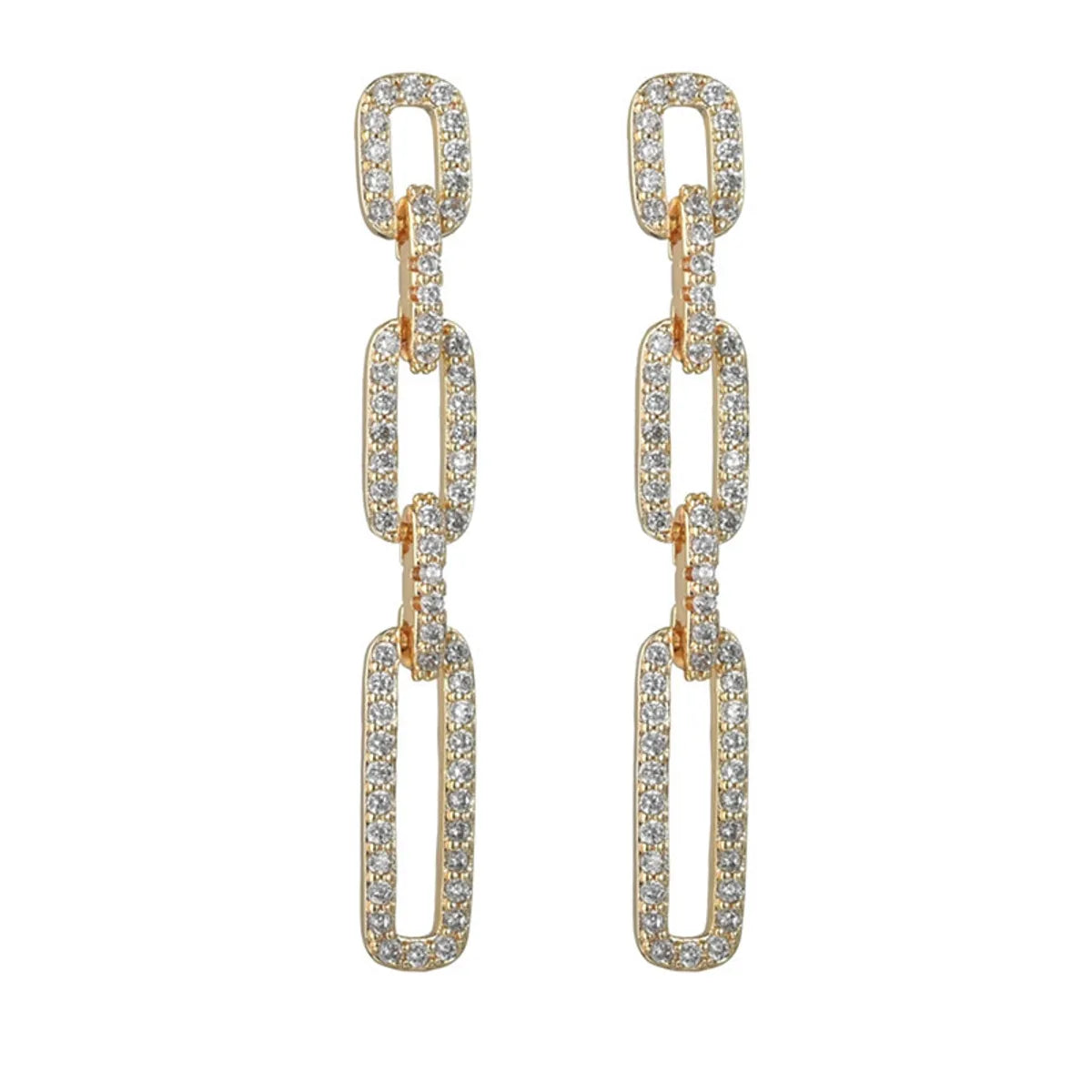 1 Pair Glam Geometric Inlay Alloy Zircon Drop Earrings