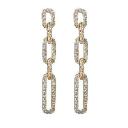 1 Pair Glam Geometric Inlay Alloy Zircon Drop Earrings