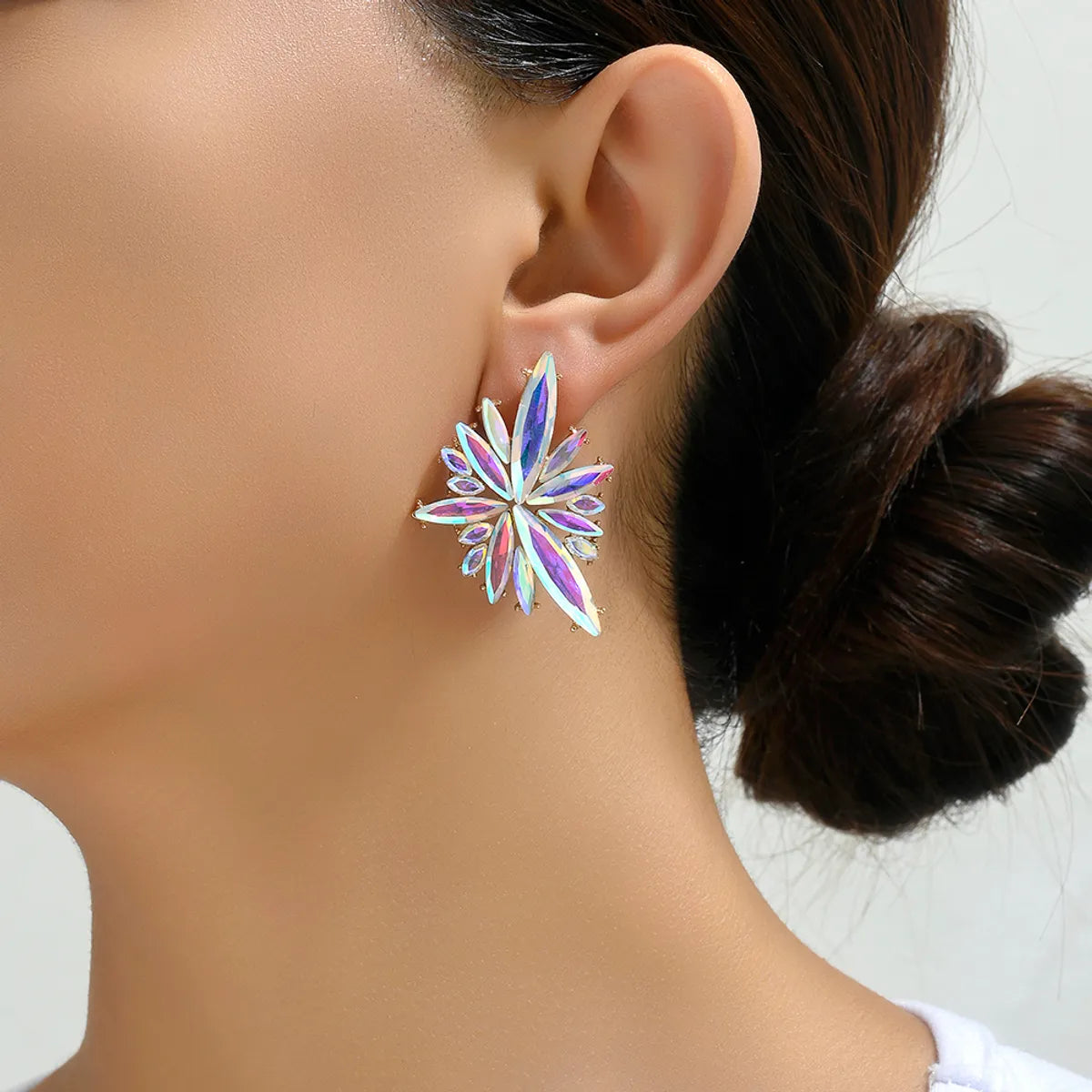 1 Pair Glam Geometric Wings Plating Inlay Alloy Zinc Alloy Glass Ear Studs