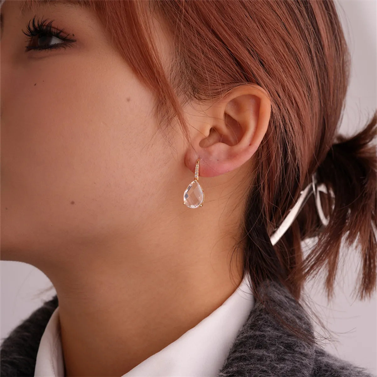 1 Pair Glam Lady Water Droplets Plating Inlay Copper Zircon Gold Plated Drop Earrings