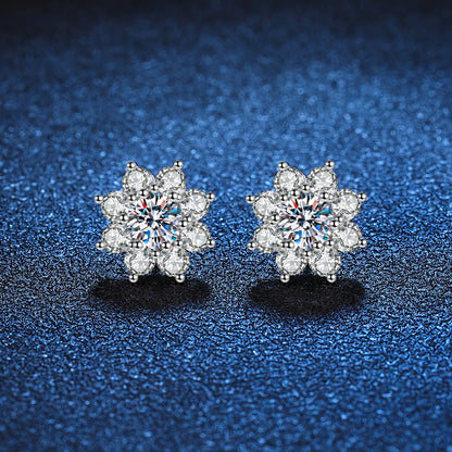 1 Pair Glam Luxurious Flower Plating Inlay Sterling Silver Zircon White Gold Plated Ear Studs