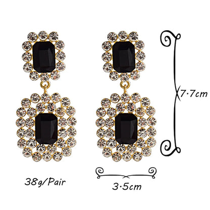 1 Pair Glam Luxurious Geometric Inlay Alloy Zircon Drop Earrings