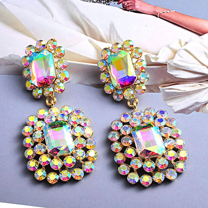 1 Pair Glam Luxurious Geometric Inlay Alloy Zircon Drop Earrings