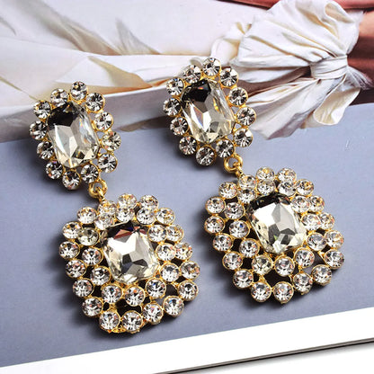 1 Pair Glam Luxurious Geometric Inlay Alloy Zircon Drop Earrings