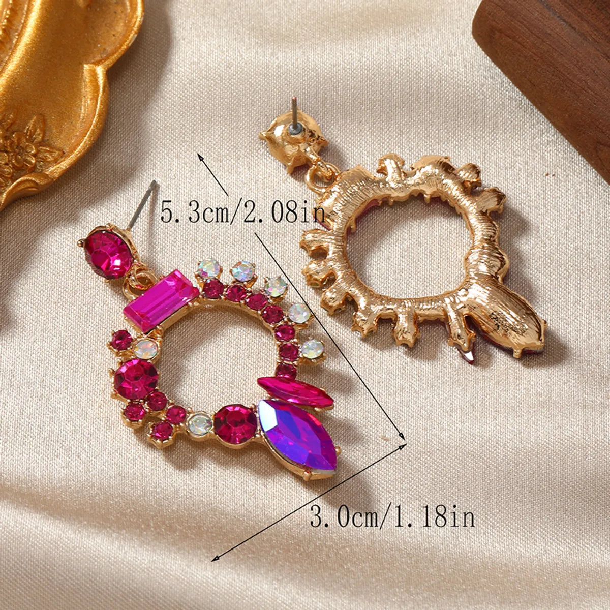 1 Pair Glam Luxurious Geometric Plating Inlay Alloy Rhinestones Gold Plated Drop Earrings