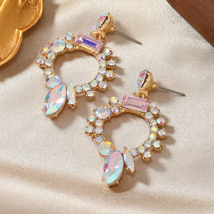 1 Pair Glam Luxurious Geometric Plating Inlay Alloy Rhinestones Gold Plated Drop Earrings