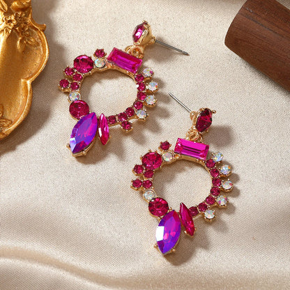 1 Pair Glam Luxurious Geometric Plating Inlay Alloy Rhinestones Gold Plated Drop Earrings