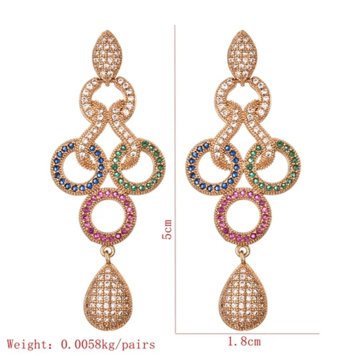 1 Pair Glam Luxurious Geometric Plating Inlay Copper Zircon 24k Gold Plated Drop Earrings