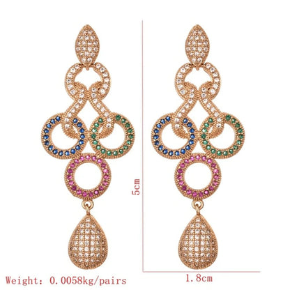 1 Pair Glam Luxurious Geometric Plating Inlay Copper Zircon 24k Gold Plated Drop Earrings