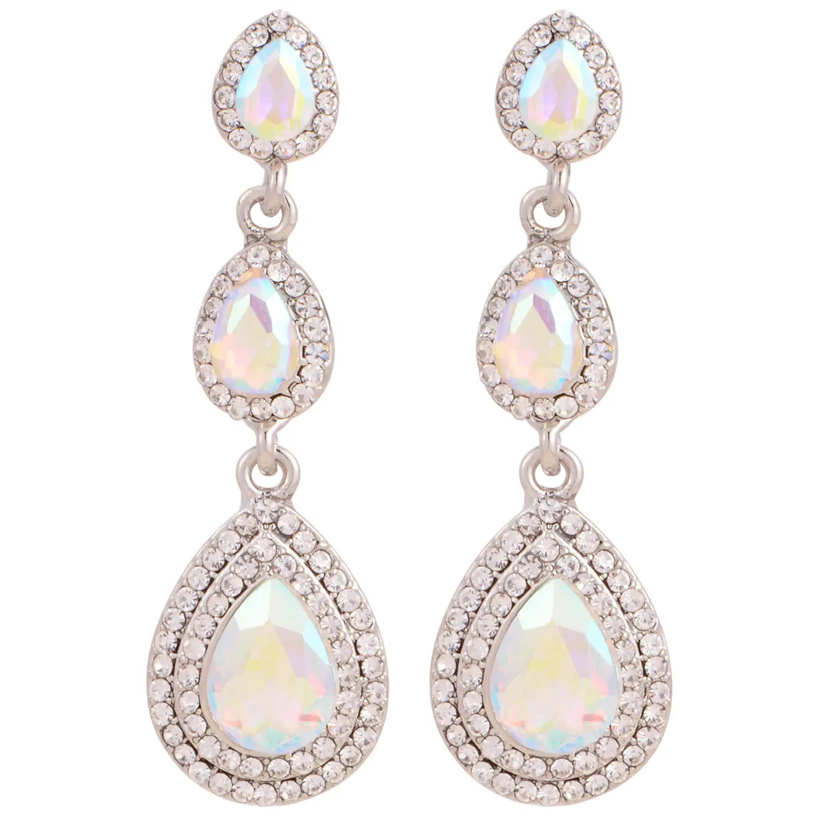 1 Pair Glam Luxurious Geometric Water Droplets Plating Artificial Crystal Drop Earrings