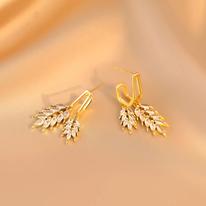 1 Pair Glam Luxurious Grain Plating Inlay Copper Alloy Zircon 18k Gold Plated Drop Earrings