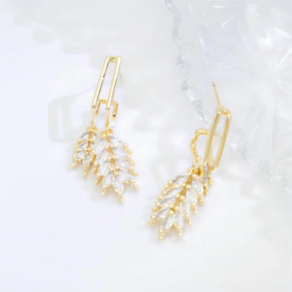 1 Pair Glam Luxurious Grain Plating Inlay Copper Alloy Zircon 18k Gold Plated Drop Earrings