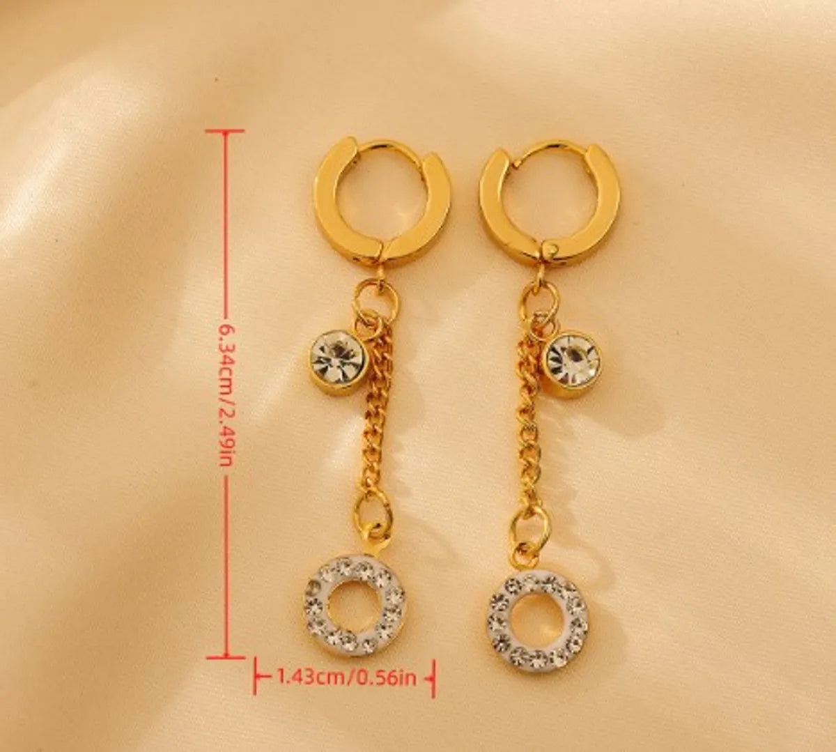 1 Pair Glam Luxurious Round Heart Shape Plating Inlay Copper Zircon 18K Gold Plated Drop Earrings