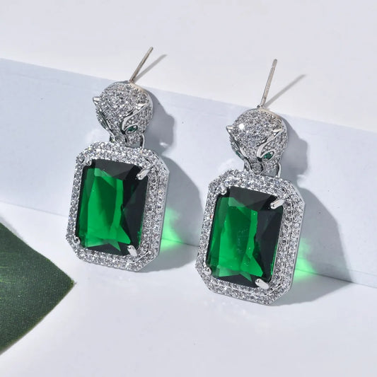 1 Pair Glam Luxurious Square Plating Inlay Copper Zircon White Gold Plated Drop Earrings