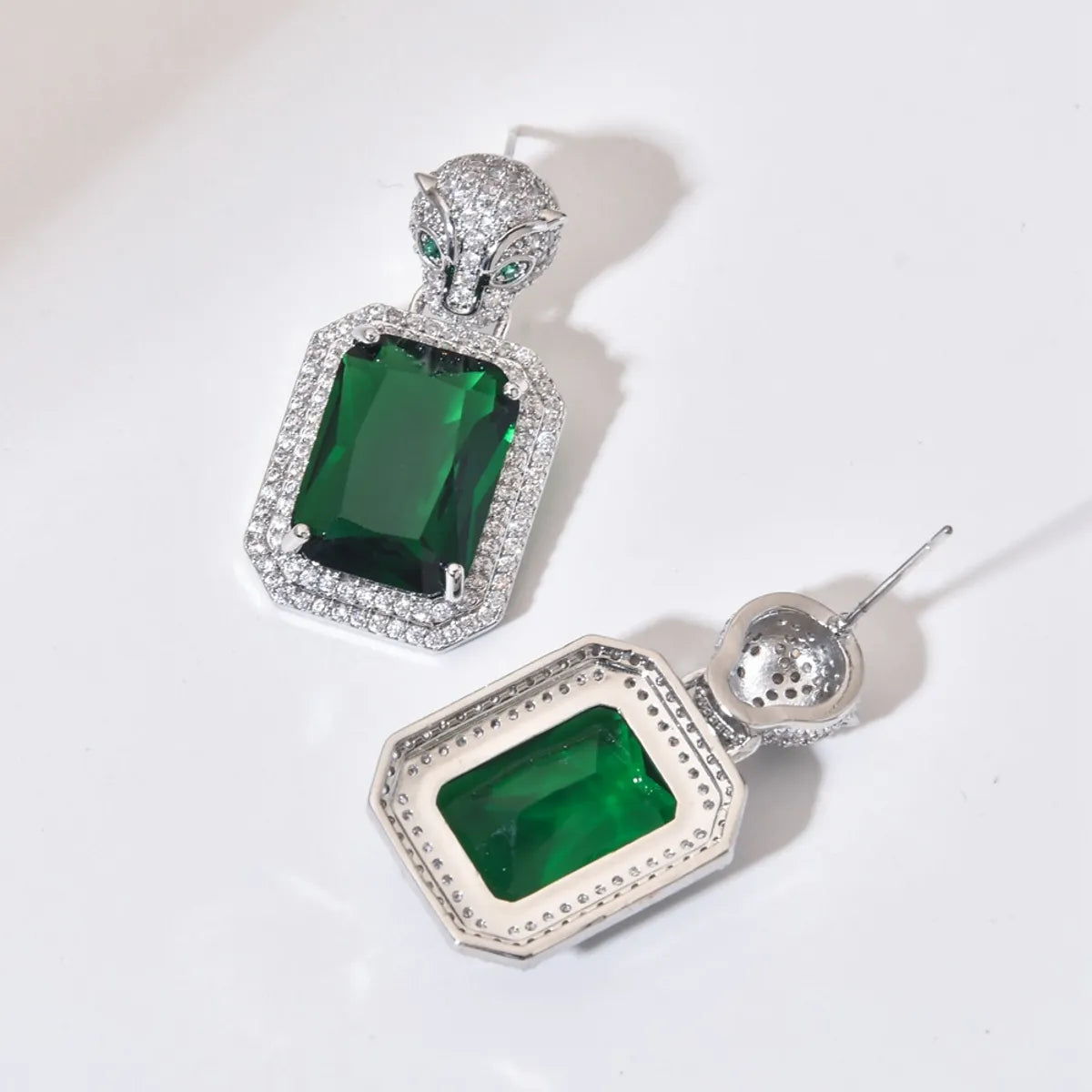 1 Pair Glam Luxurious Square Plating Inlay Copper Zircon White Gold Plated Drop Earrings