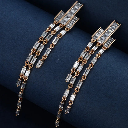 1 Pair Glam Luxurious Xuping Rectangle Plating Inlay Copper Alloy Artificial Diamond 18k Gold Plated Drop Earrings