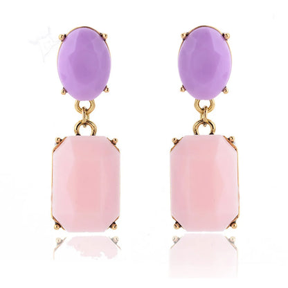 1 Pair Glam Oval Rectangle Alloy Plating Resin Women's Drop Earrings