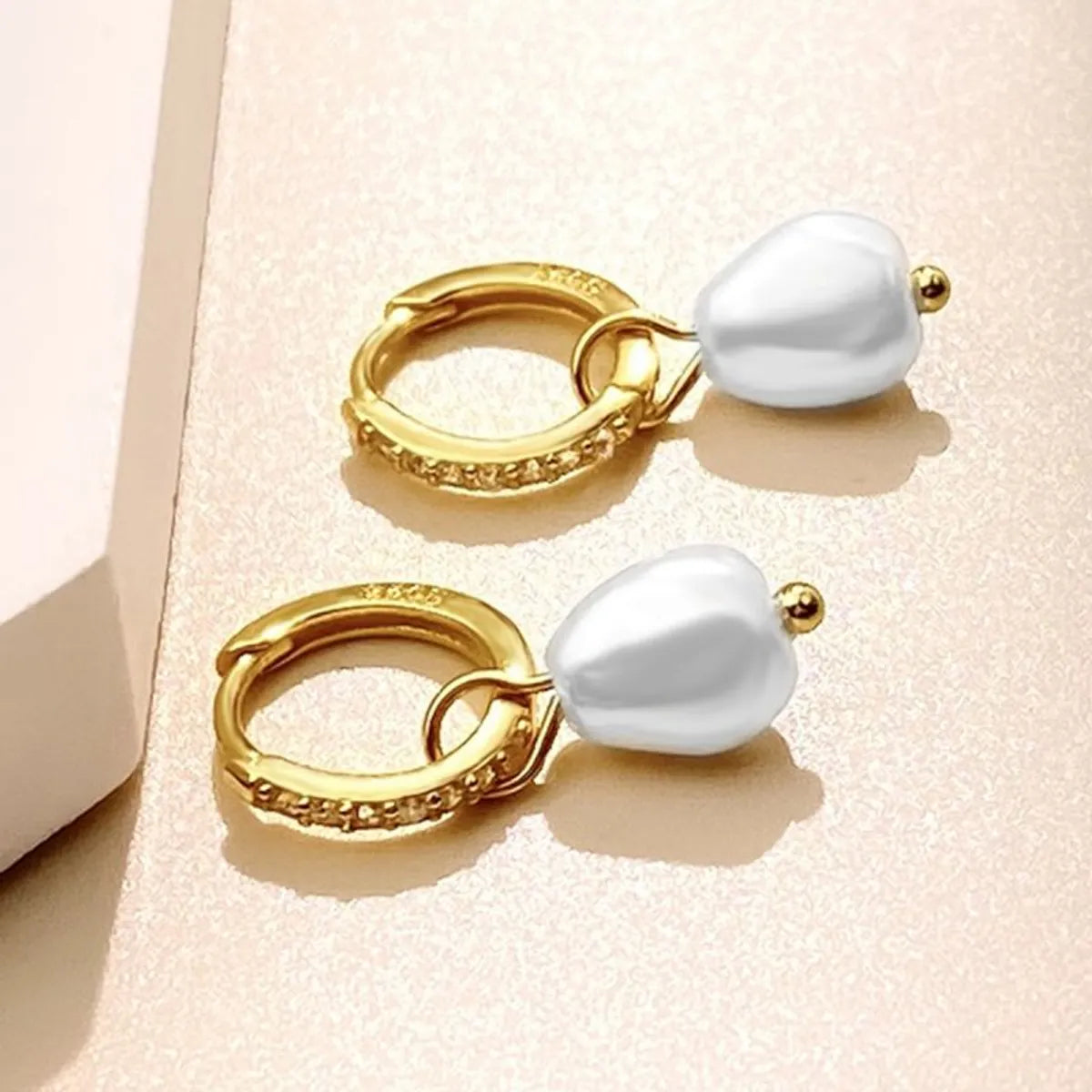 1 Pair Glam Pearl Plating Sterling Silver Gold Plated Silver Plated Drop Earrings