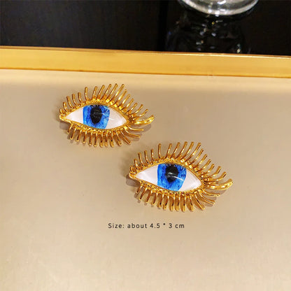 1 Pair Glam Retro Devil'S Eye Flower Inlay Alloy Artificial Pearls Rhinestones Drop Earrings