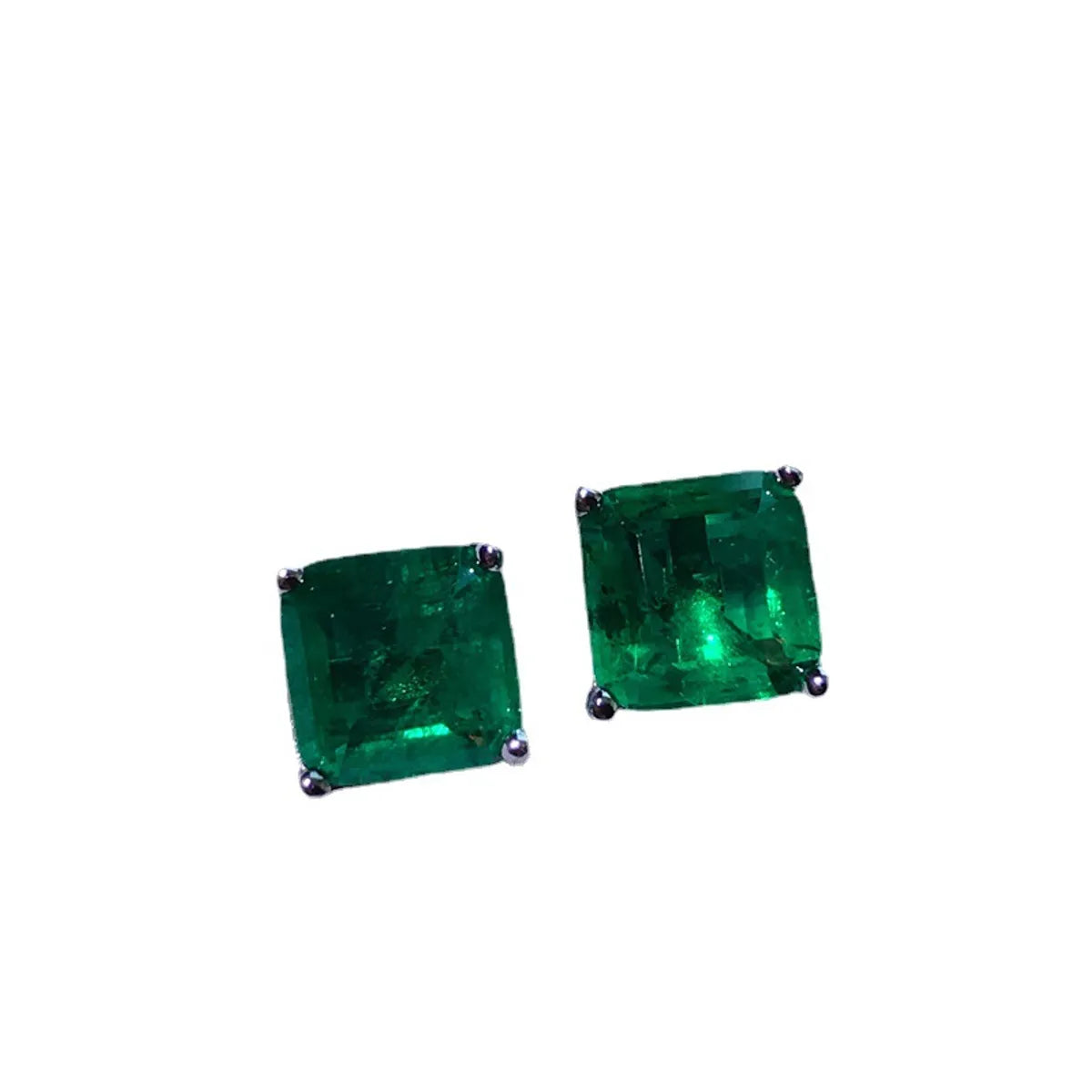 1 Pair Glam Retro Square Plating Inlay Sterling Silver Artificial Gemstones Ear Studs