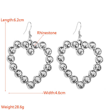 1 Pair Glam Romantic Heart Shape Plating Inlay Alloy Rhinestones Drop Earrings