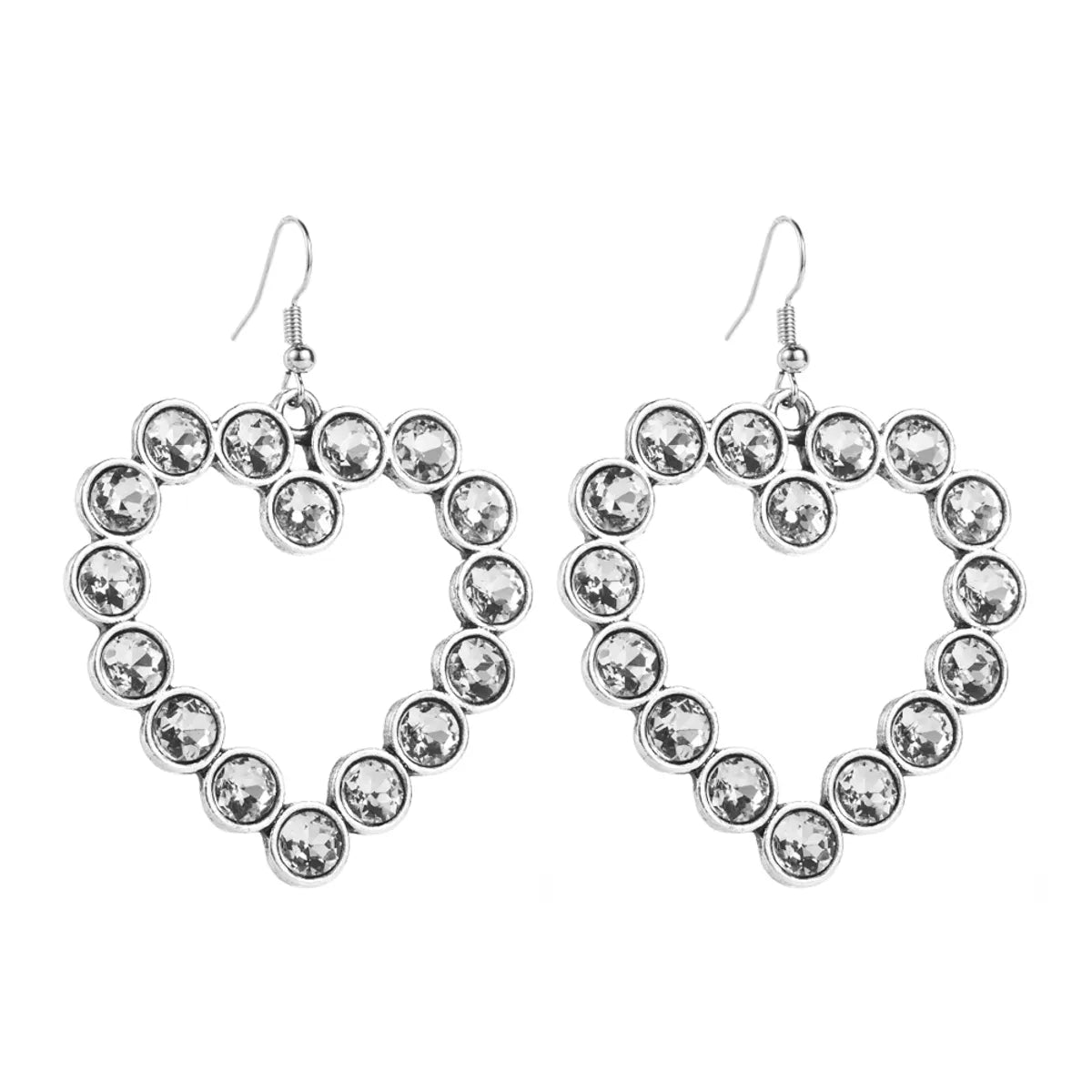 1 Pair Glam Romantic Heart Shape Plating Inlay Alloy Rhinestones Drop Earrings