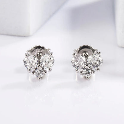 1 Pair Glam Romantic Shiny Star Moon Oval Plating Inlay Sterling Silver Zircon White Gold Plated Ear Studs