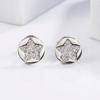 1 Pair Glam Romantic Shiny Star Moon Oval Plating Inlay Sterling Silver Zircon White Gold Plated Ear Studs