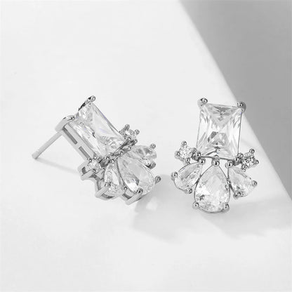 1 Pair Glam Romantic Square Water Droplets Plating Inlay Copper Zircon White Gold Plated Gold Plated Earrings