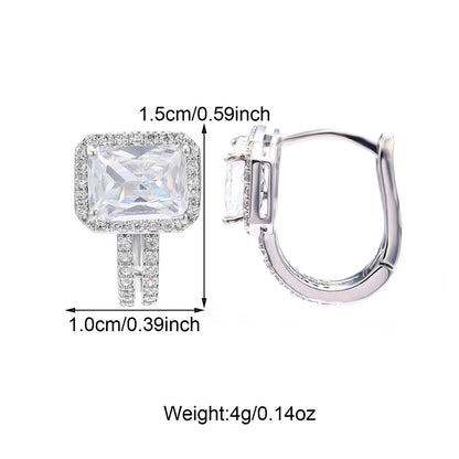 1 Pair Glam Shiny Heart Shape Bow Knot Plating Inlay Copper Zircon White Gold Plated Earrings