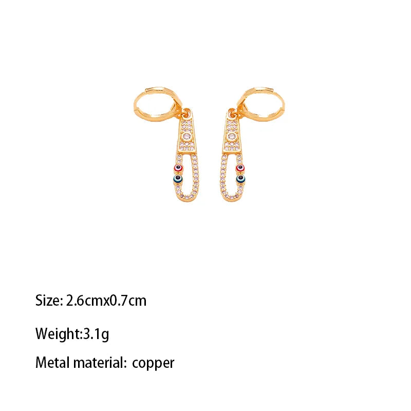 1 Pair Glam Shiny Irregular Round Plating Inlay Carving Copper Zircon Gold Plated Drop Earrings