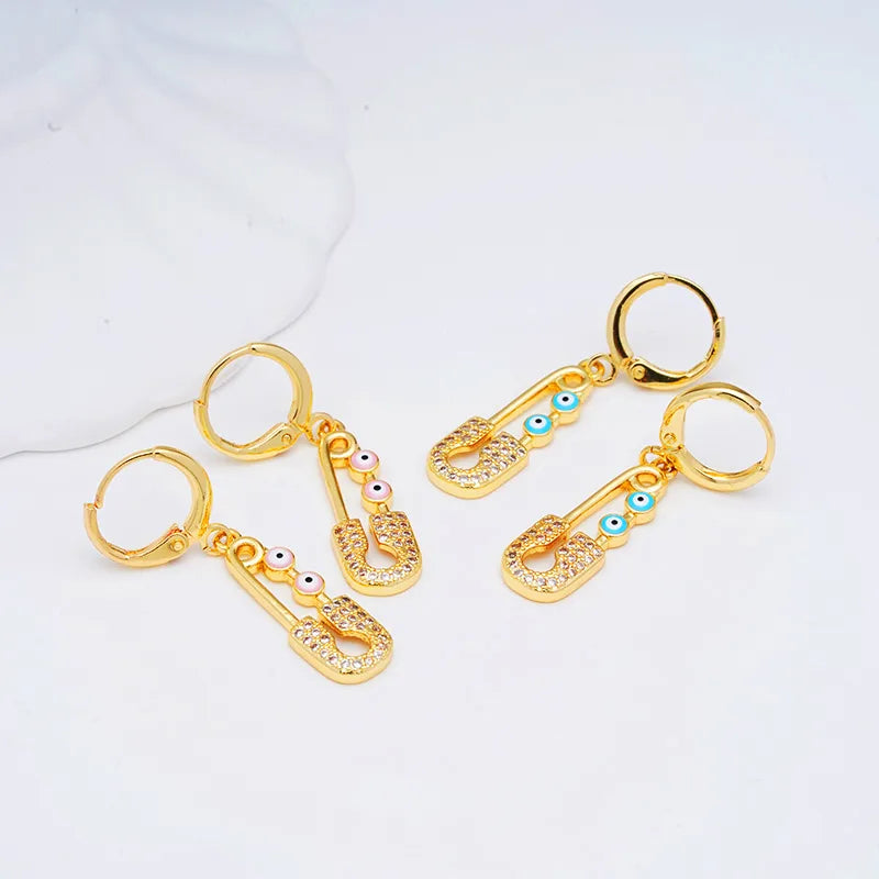 1 Pair Glam Shiny Irregular Round Plating Inlay Carving Copper Zircon Gold Plated Drop Earrings