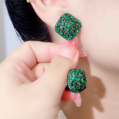 1 Pair Glam Shiny Rhombus Plating Alloy Rhinestones Ear Studs