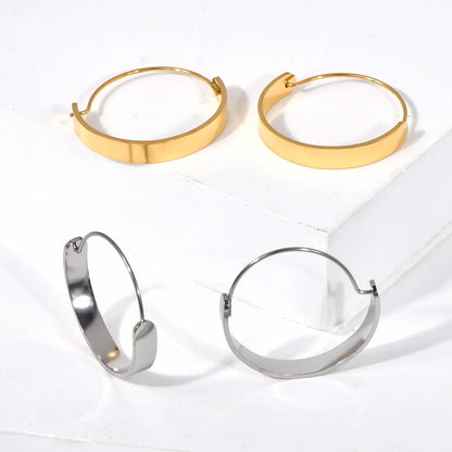 1 Pair Glam Shiny Semicircle Oval Plating 304 Stainless Steel 18K Gold Plated Earrings