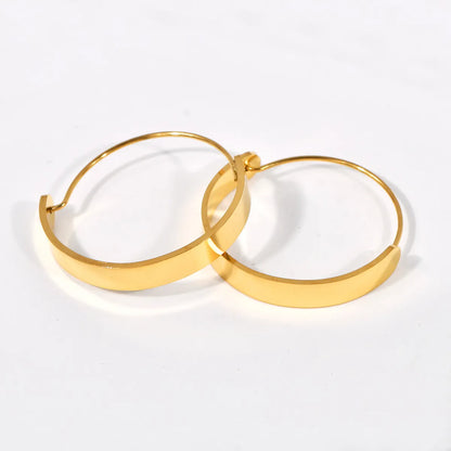 1 Pair Glam Shiny Semicircle Oval Plating 304 Stainless Steel 18K Gold Plated Earrings