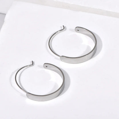 1 Pair Glam Shiny Semicircle Oval Plating 304 Stainless Steel 18K Gold Plated Earrings