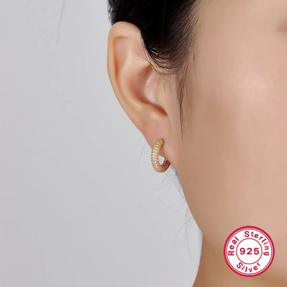 1 Pair Glam Simple Style C Shape Inlay Sterling Silver Zircon 18K Gold Plated White Gold Plated Ear Studs