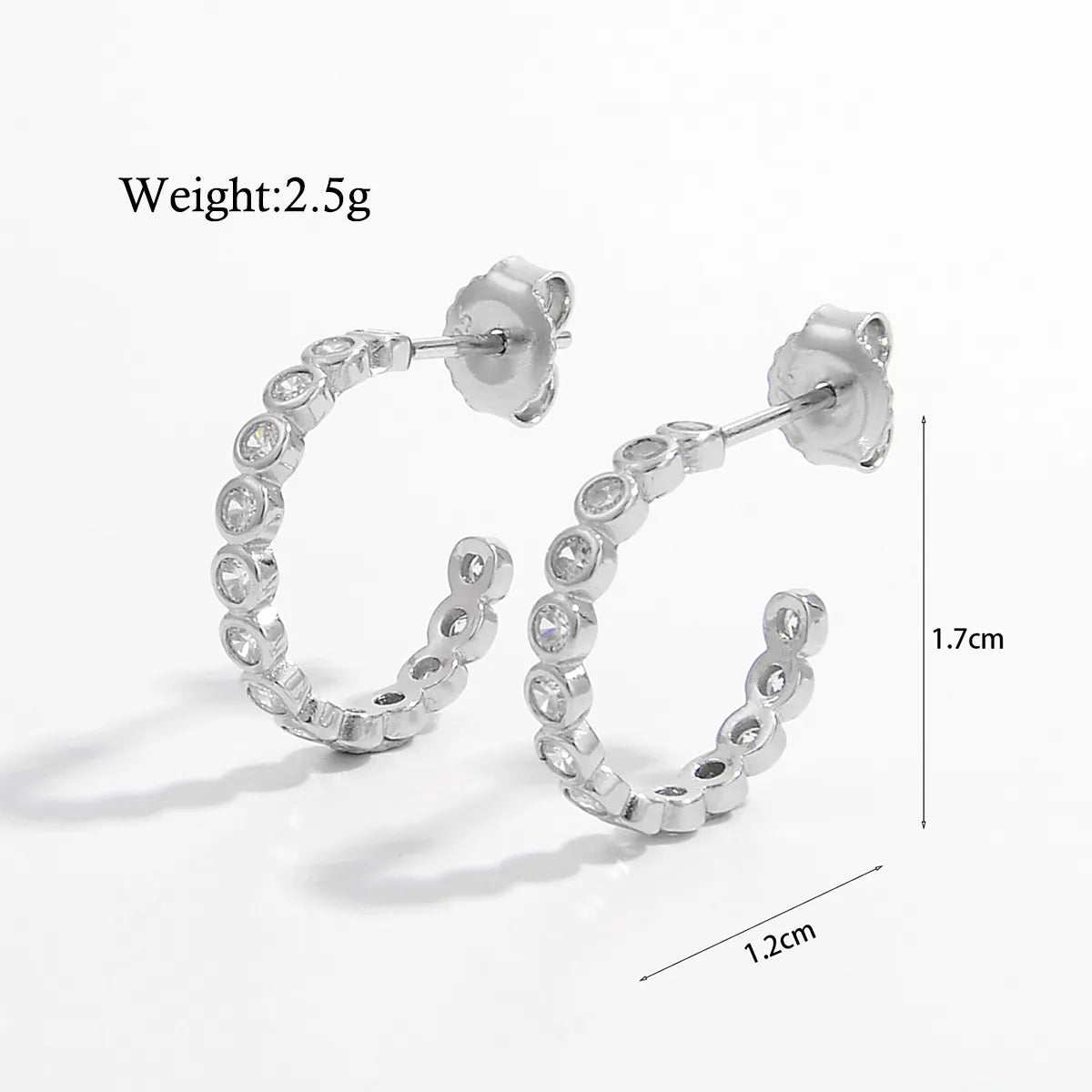 1 Pair Glam Simple Style Geometric Plating Inlay Sterling Silver Zircon White Gold Plated Rhodium Plated Ear Studs