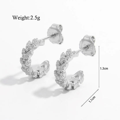 1 Pair Glam Simple Style Geometric Plating Inlay Sterling Silver Zircon White Gold Plated Rhodium Plated Ear Studs