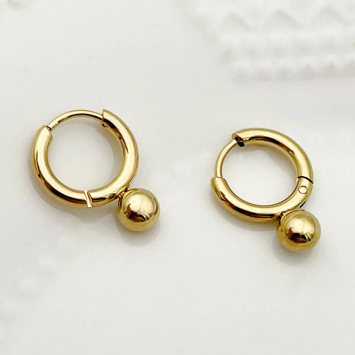 1 Pair Glam Simple Style Solid Color Plating Inlay Stainless Steel Zircon Gold Plated Earrings