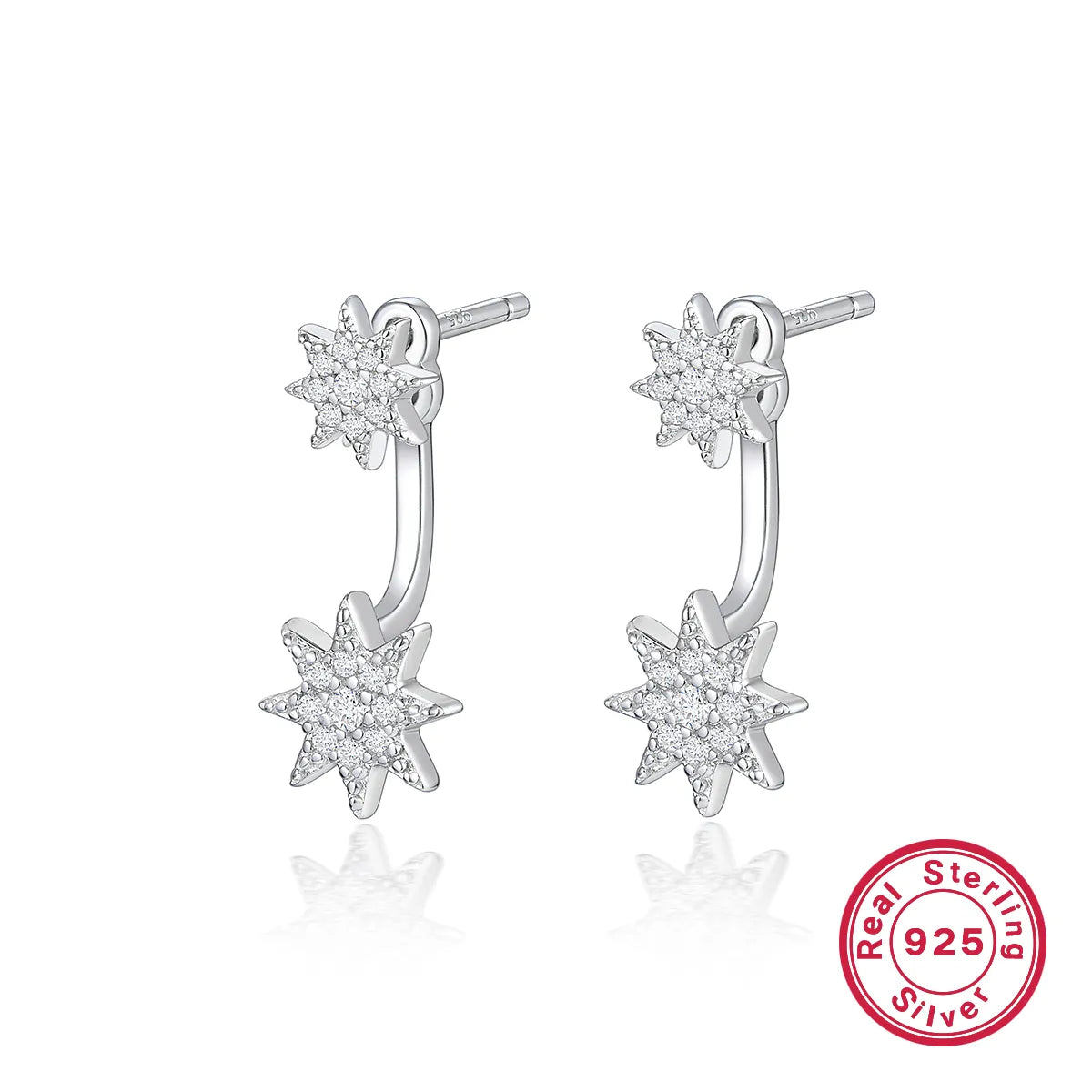 1 Pair Glam Simple Style Star Plating Inlay Sterling Silver Zircon Drop Earrings