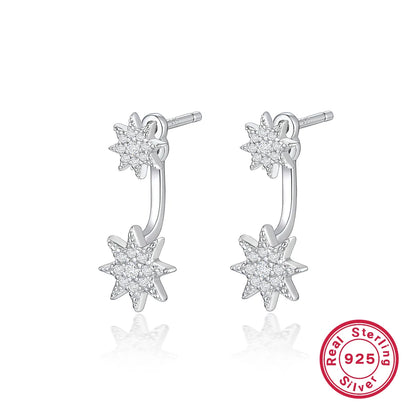 1 Pair Glam Simple Style Star Plating Inlay Sterling Silver Zircon Drop Earrings