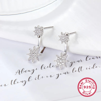 1 Pair Glam Simple Style Star Plating Inlay Sterling Silver Zircon Drop Earrings