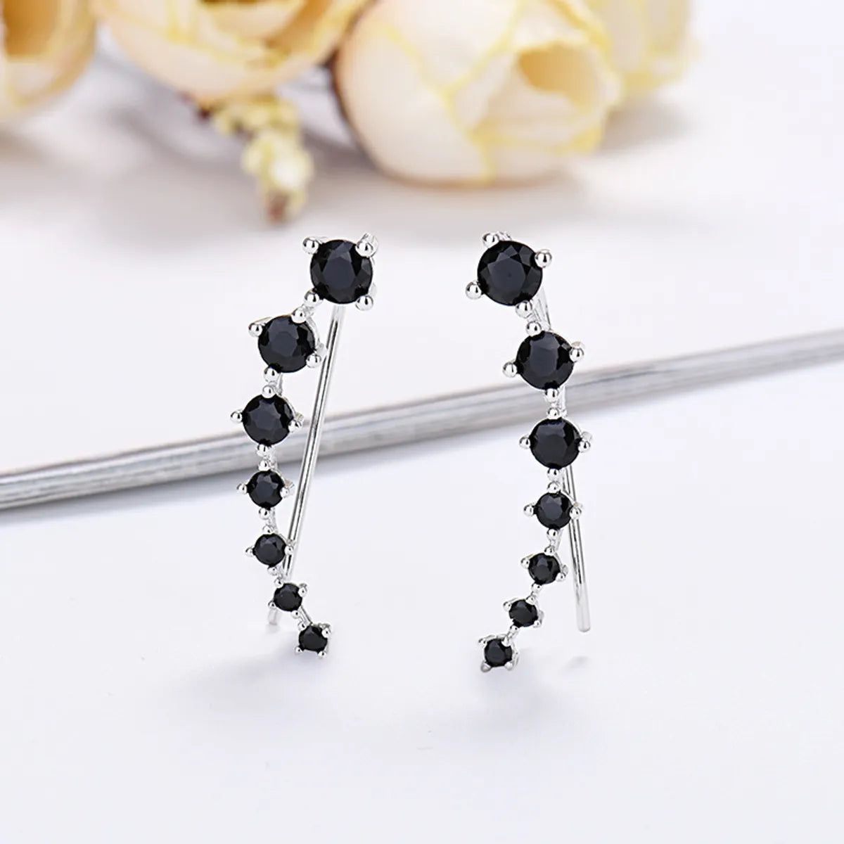 1 Pair Glam Solid Color Plating Inlay Sterling Silver Zircon Ear Studs