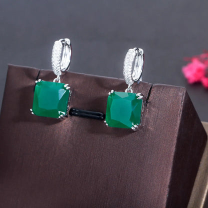 1 Pair Glam Square Plating Inlay Copper Artificial Gemstones Zircon White Gold Plated Rhodium Plated Drop Earrings