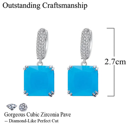 1 Pair Glam Square Plating Inlay Copper Artificial Gemstones Zircon White Gold Plated Rhodium Plated Drop Earrings